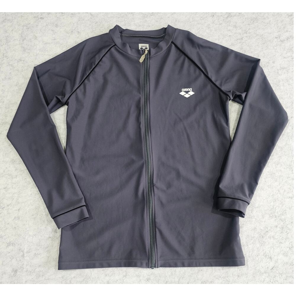 Arena Rash Guard, Full Zip, Jacket, Gray, Sportswear, Surf, UPF 50+  Sz M